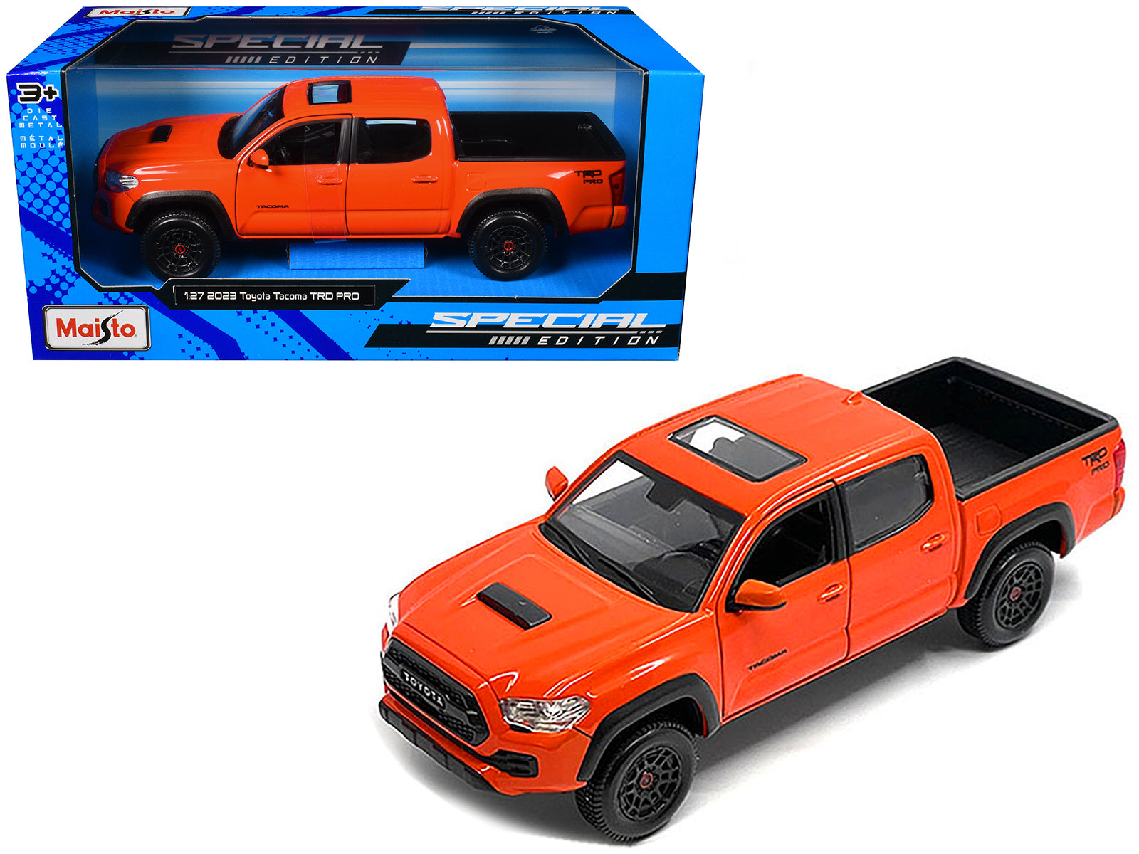 2023 Toyota Tacoma TRD PRO Pickup Truck Solar Octane Orange with Sunroof "Special Edition" Series 1/27 Diecast Model Car by Maisto free shipping USA
