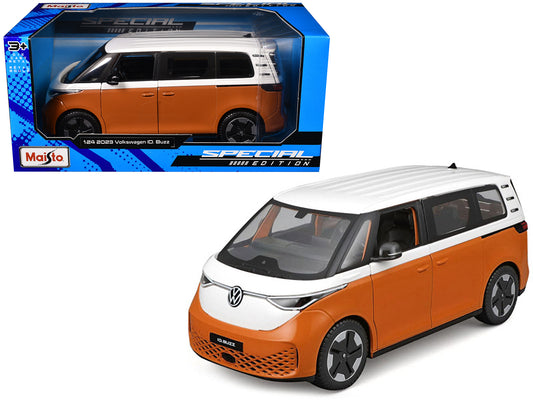 2023 Volkswagen ID. Buzz Van Orange and White "Special Edition" Series 1/24 Diecast Model Car by Maisto - Use code SHOPAPP15 to get 15 percent off