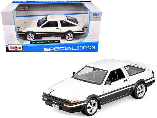 Toyota Sprinter Trueno AE86 RHD (Right Hand Drive) White with Black Stripes "Special Edition" Series 1/24 Diecast Model Car by Maisto