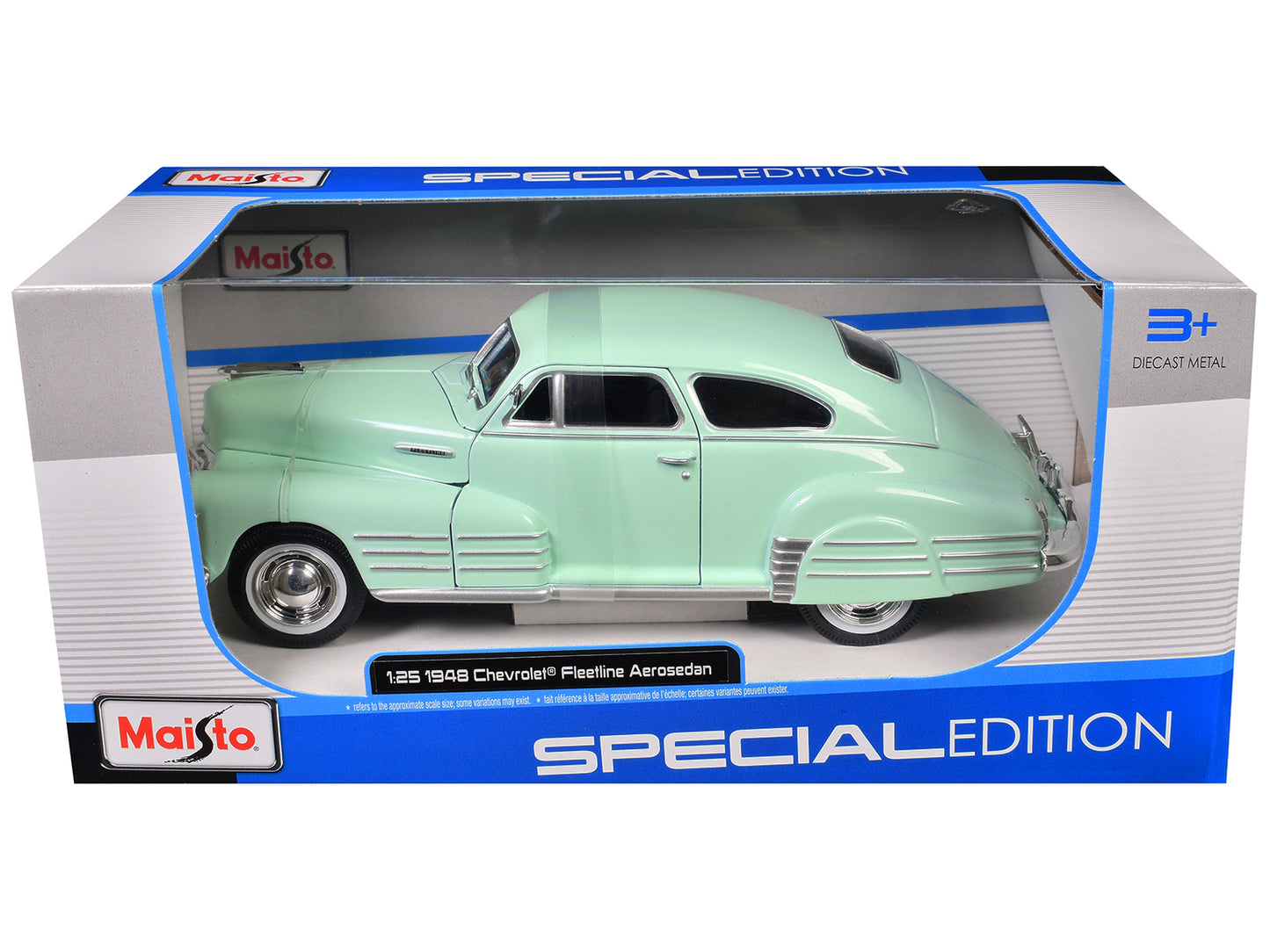 1948 Chevrolet Fleetline Aerosedan Light Green "Special Edition" Series 1/25 Diecast Model Car by Maisto - Use code SHOPAPP15 to get 15 percent off
