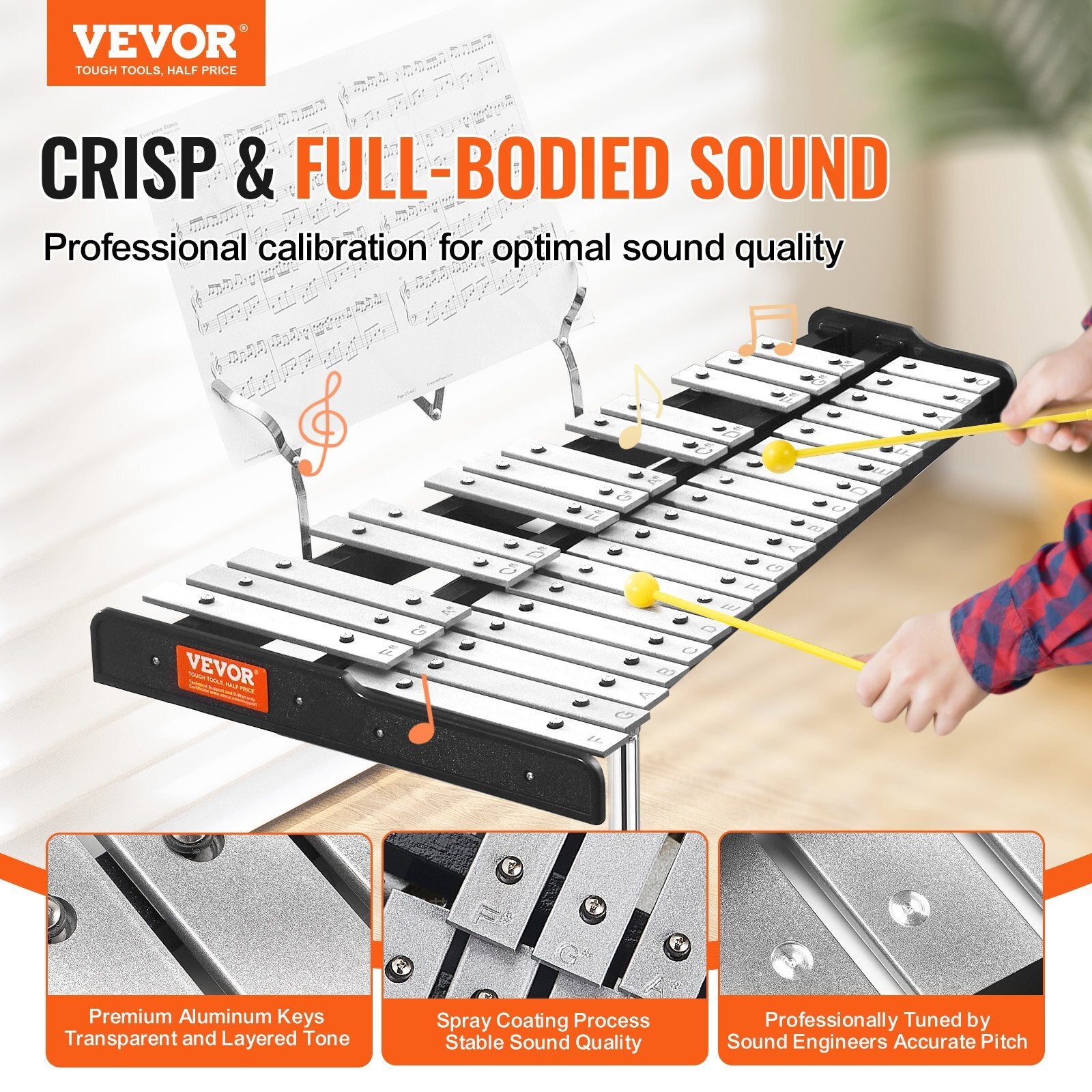 VEVOR 32 Note Glockenspiel Xylophone Bell Kit, Professional Percussion Instrument Set with Mallets, Drum Sticks, Music Stand, Adjustable Stand and Carrying Bag for Students & Adults - Premium Instrument Accessories from VEVOR - Just $120.39! Shop now at Rapidvehicles