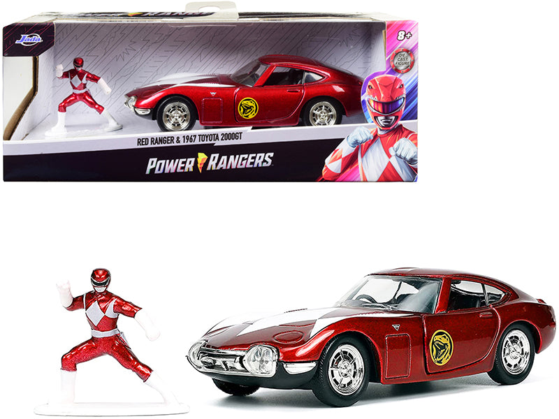 1967 Toyota 2000GT RHD (Right Hand Drive) Red Metallic and Red Ranger Diecast Figurine "Power Rangers" "Hollywood Rides" Series 1/32 Diecast Model Car by Jada free shipping USA