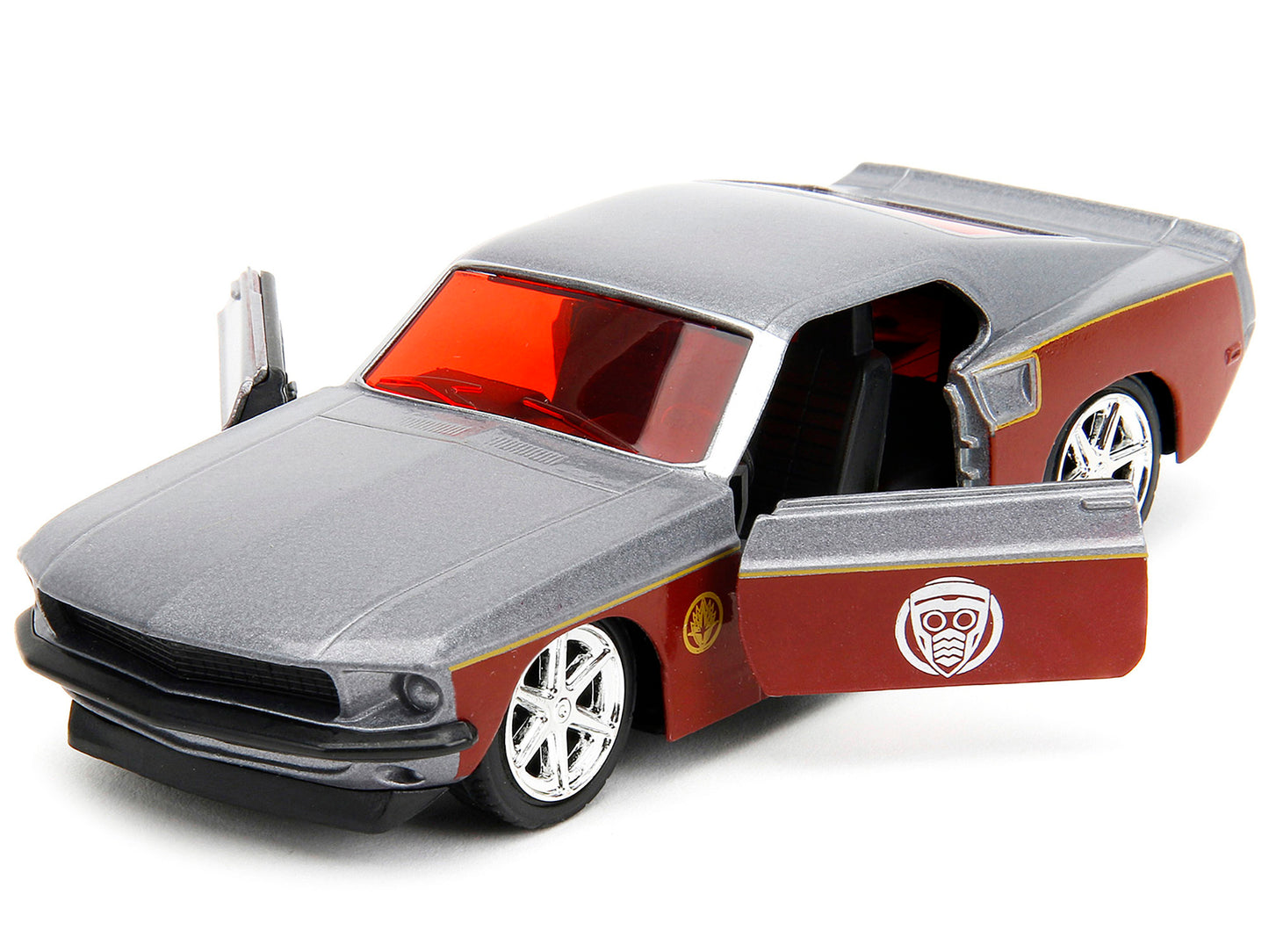 1969 Ford Mustang Silver Metallic and Dark Red and Star Lord