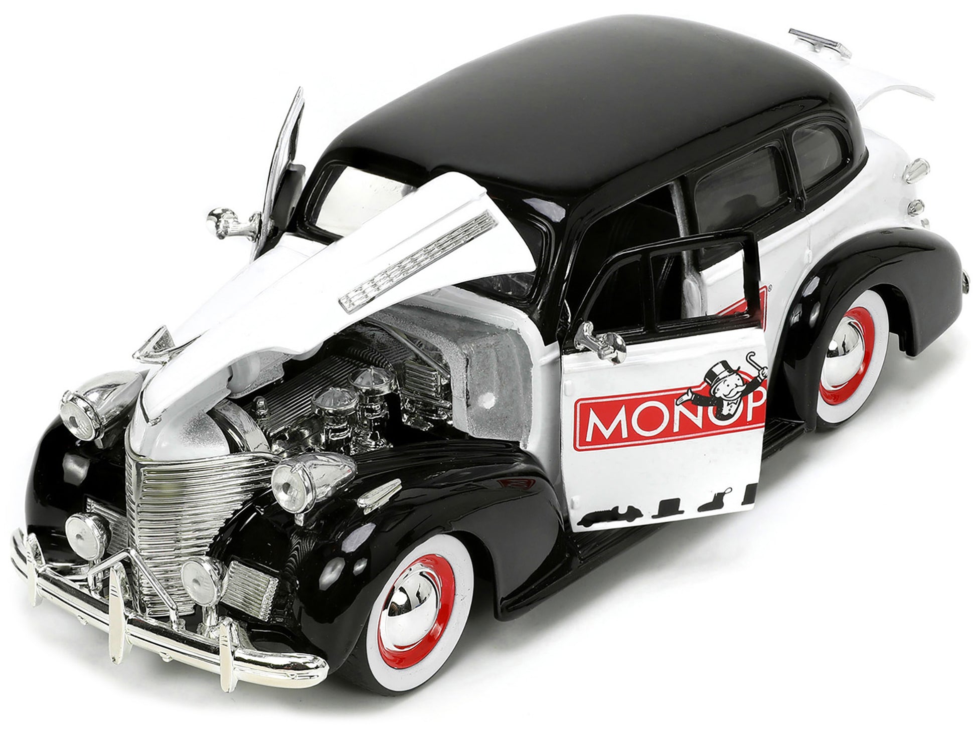 1939 Chevrolet Master Deluxe Black and White "Monopoly" and Mr. - Premium Movie/TV Series Models from Jada - Just $64.79! Shop now at Rapidvehicles