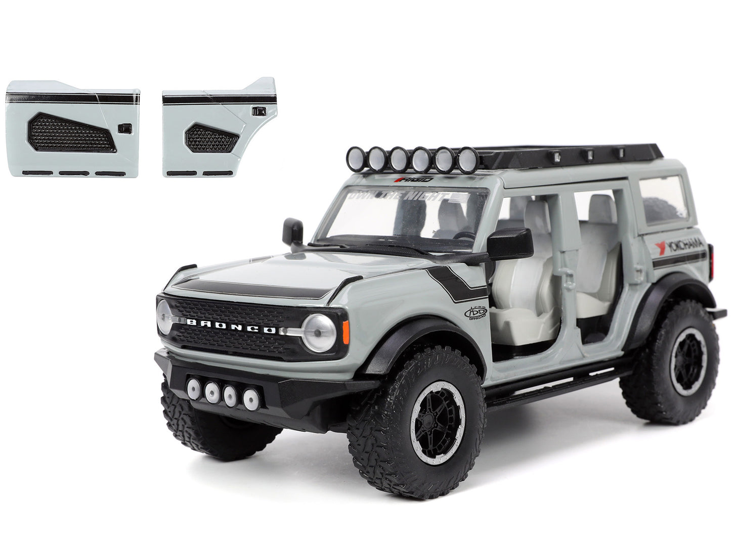 2021 Ford Bronco Gray with Black Stripes with Roof Rack "Own the