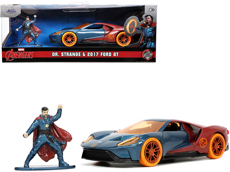 2017 Ford GT and Doctor Strange Diecast Figurine "Avengers" "Marvel" Series "Hollywood Rides" 1/32 Diecast Model Car by Jada free shipping USA