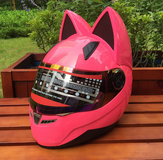 Color: Pink, Size: M - Motorcycle helmet with cat ears automobile - Premium Helmet Headset from Rapidvehicles - Just $242.99! Shop now at Rapidvehicles