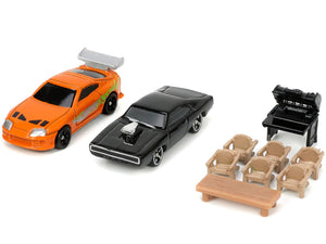 Toretto House Diorama with Dodge Charger Black and Toyota Supra Orange with Graphics "Fast and Furious" "Nano Scene" Series Models by Jada - Premium Dioramas from Jada - Just $54.99! Shop now at Rapidvehicles