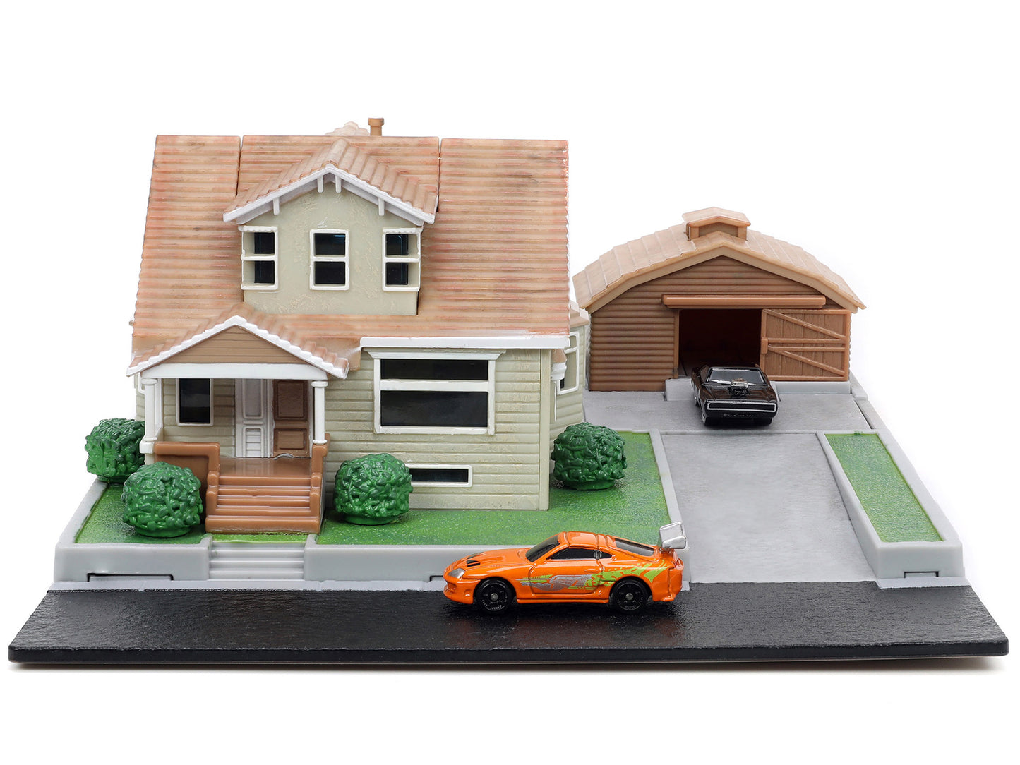 Toretto House Diorama with Dodge Charger Black and Toyota Supra - Premium Dioramas from Jada - Just $62.09! Shop now at Rapidvehicles