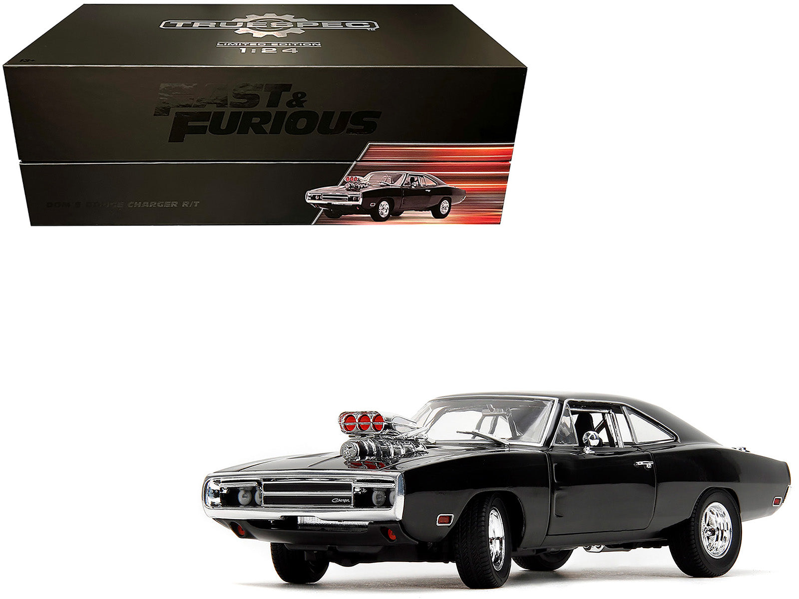 Dom's Dodge Charger R/T Black "Fast & Furious" (2009) Movie "TrueSpec" Series 1/24 Diecast Model Car by Jada free shipping USA