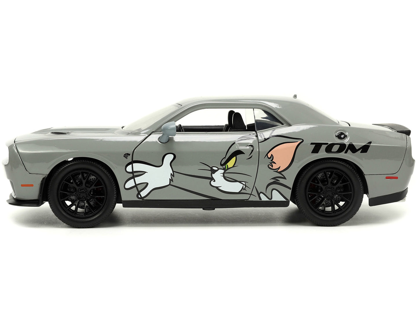 2015 Dodge Challenger Hellcat Gray with "Tom" Graphics and Jerry - Premium Movie/TV Series Models from Jada - Just $71.99! Shop now at Rapidvehicles