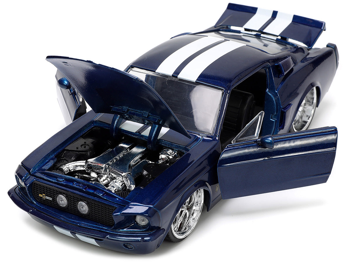 1967 Ford Mustang Shelby GT500 Dark Blue Metallic with White - Premium Mustang Models from Jada - Just $50.74! Shop now at Rapidvehicles