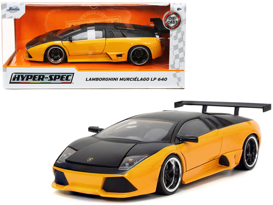 Lamborghini Murcielago LP 640 Yellow Metallic and Matt Black "Hyper-Spec" Series 1/24 Diecast Model Car by Jada free shipping USA