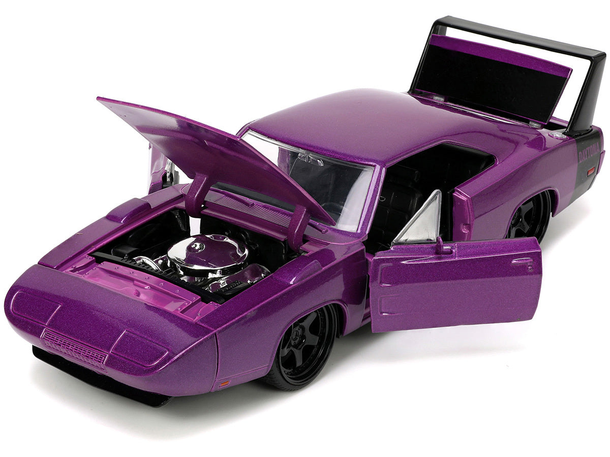 1969 Dodge Charger Daytona Purple Metallic with Black Tail Stripe "Bigtime Muscle" Series 1/24 Diecast Model Car by Jada - Premium Dodge Models from Jada - Just $40.99! Shop now at Rapidvehicles