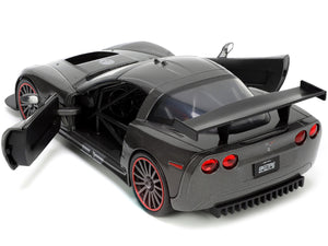 2005 Chevrolet Corvette C6-R Dark Gray Metallic "Corvette Racing" "Bigtime Muscle" Series 1/24 Diecast Model Car by Jada - Premium Corvette Models from Jada - Just $53.95! Shop now at Rapidvehicles