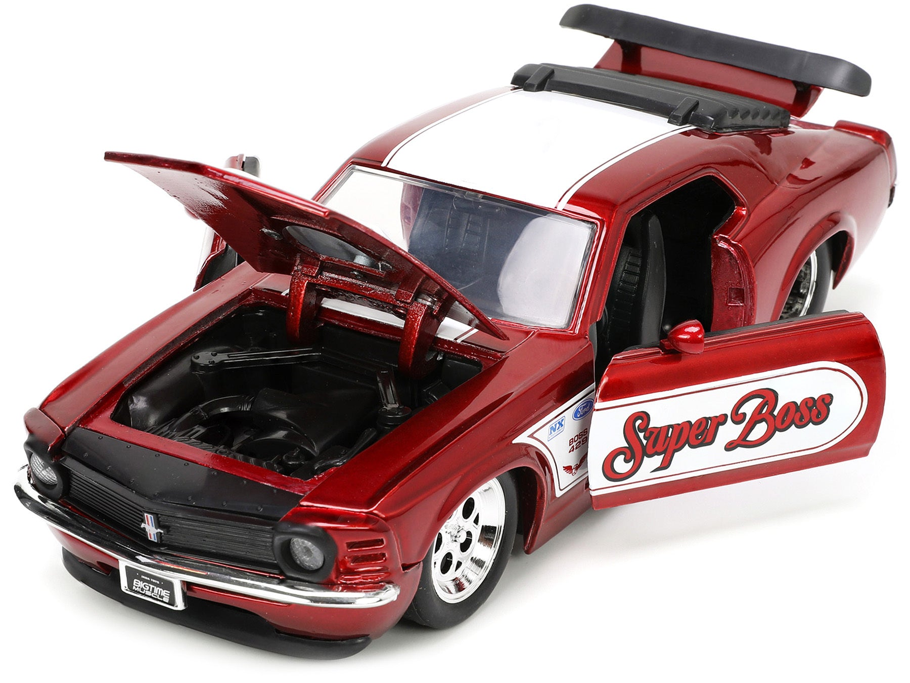 1970 Ford Mustang Boss 429 Candy Red with White Stripes "Super Boss" "Bigtime Muscle" Series 1/24 Diecast Model Car by Jada - Premium Mustang Models from Jada - Just $45.99! Shop now at Rapidvehicles