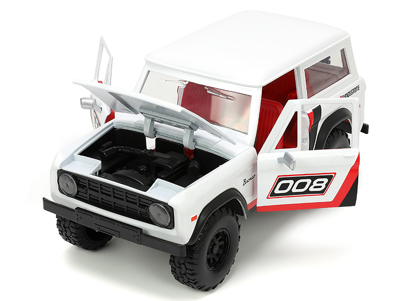 1973 Ford Bronco #008 White with Red and Black Stripes and Red Interior with Extra Wheels "Just Trucks" Series 1/24 Diecast Model Car by Jada - Premium Ford Models from Jada - Just $55.09! Shop now at Rapidvehicles