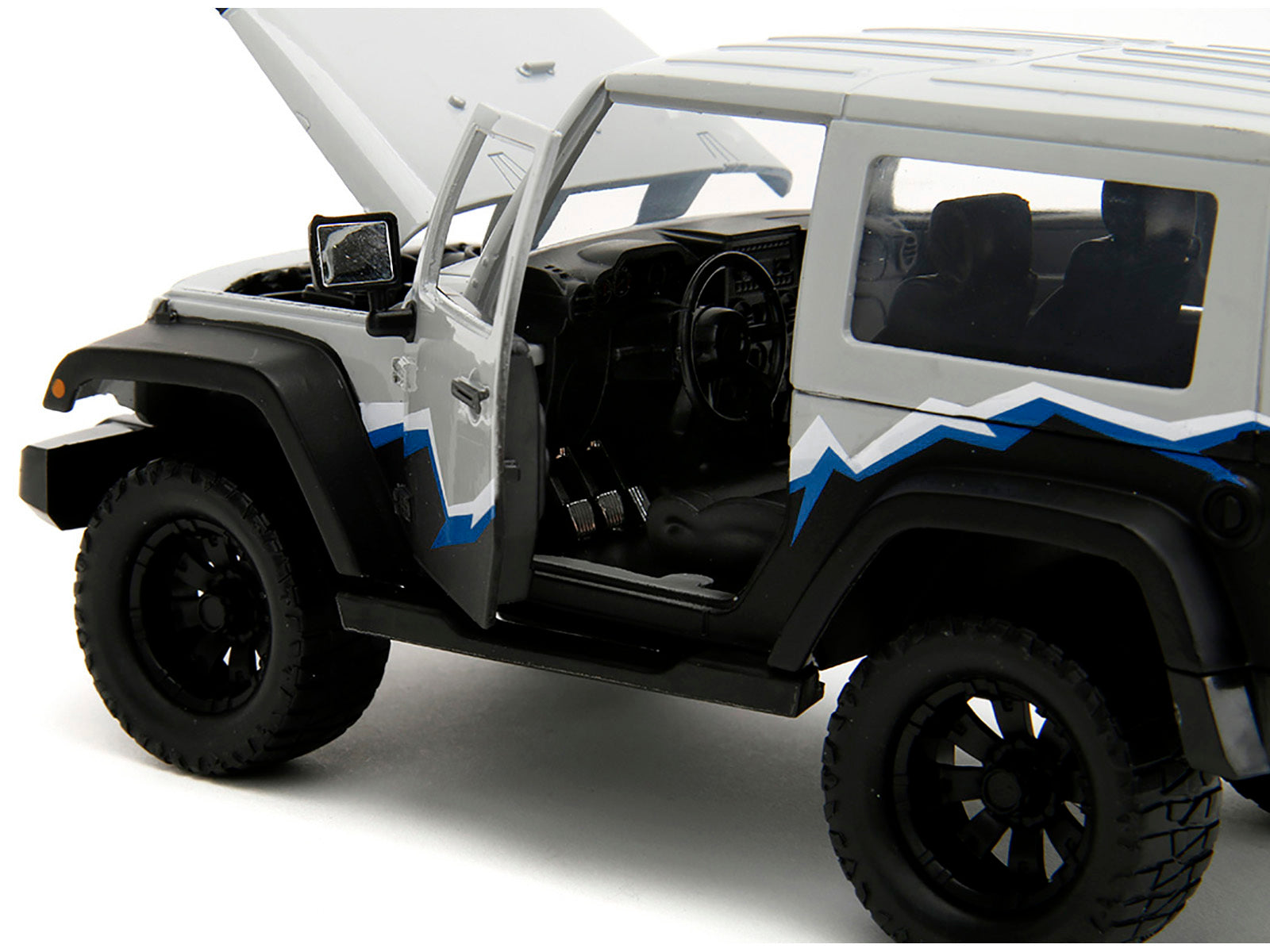 2007 Jeep Wrangler Gray and Black with Blue and White Stripes - Premium Jeep Models from Jada - Just $61.19! Shop now at Rapidvehicles