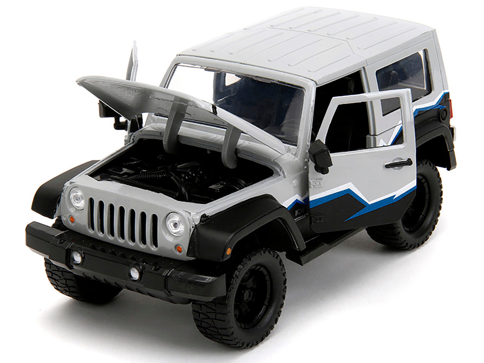 2007 Jeep Wrangler Gray and Black with Blue and White Stripes - Premium Jeep Models from Jada - Just $61.19! Shop now at Rapidvehicles