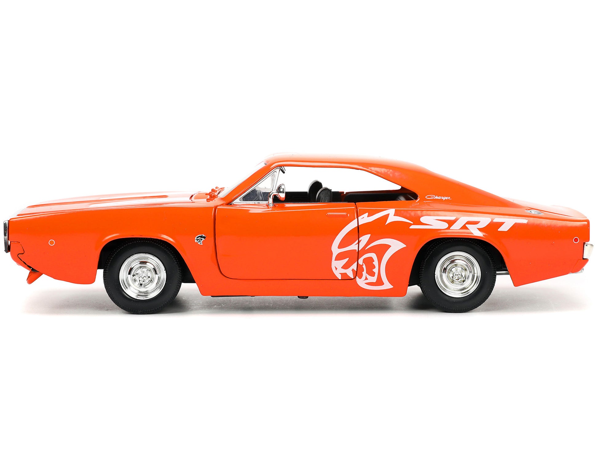 1968 Dodge Charger R/T SRT Orange with White Stripes and Graphics - Premium Dodge Models from Jada - Just $58.49! Shop now at Rapidvehicles