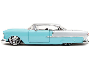 1955 Chevrolet Bel Air Light Blue and Silver Metallic "Bad Guys" "Bigtime Muscle" Series 1/24 Diecast Model Car by Jada - Premium Chevrolet Models from Jada - Just $45.99! Shop now at Rapidvehicles