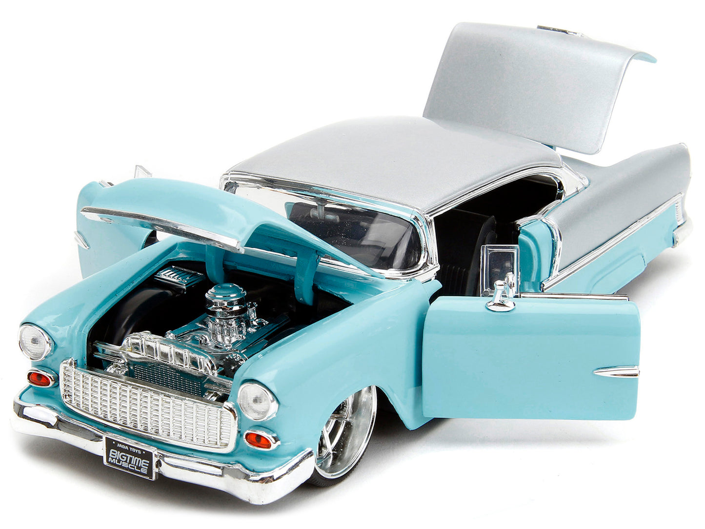 1955 Chevrolet Bel Air Light Blue and Silver Metallic "Bad Guys" - Premium Chevrolet Models from Jada - Just $50.74! Shop now at Rapidvehicles