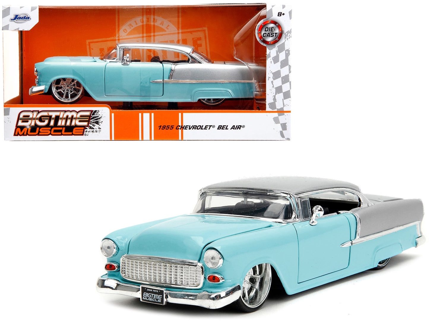 1955 Chevrolet Bel Air Light Blue and Silver Metallic "Bad Guys" - Premium Chevrolet Models from Jada - Just $50.74! Shop now at Rapidvehicles