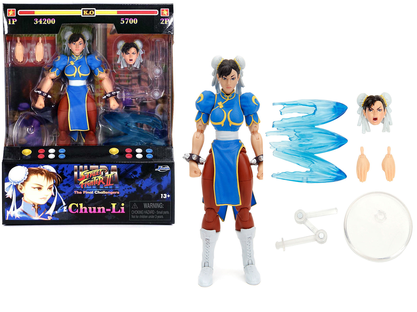 Chun-Li 6" Moveable Figure with Accessories and Alternate Head and Hands "Ultra Street Fighter II: The Final Challengers" (2017) Video Game model by Jada free shipping USA