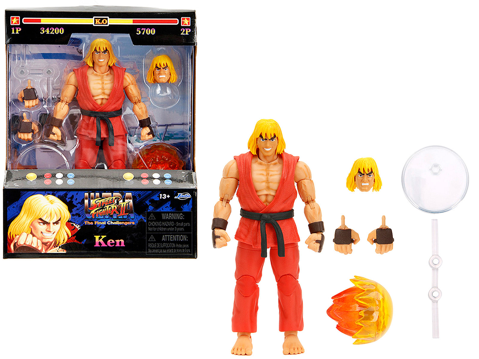 Ken 6" Moveable Figure with Accessories and Alternate Head and Hands "Ultra Street Fighter II: The Final Challengers" (2017) Video Game Model by Jada free shipping USA