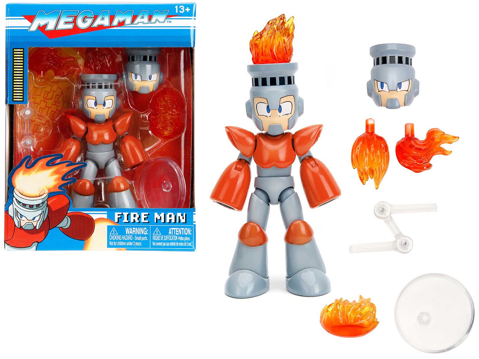 Fire Man 5.5" Moveable Figure with Accessories and Alternate Head and Hands "Mega Man" (1987) Video Game model by Jada free shipping USA