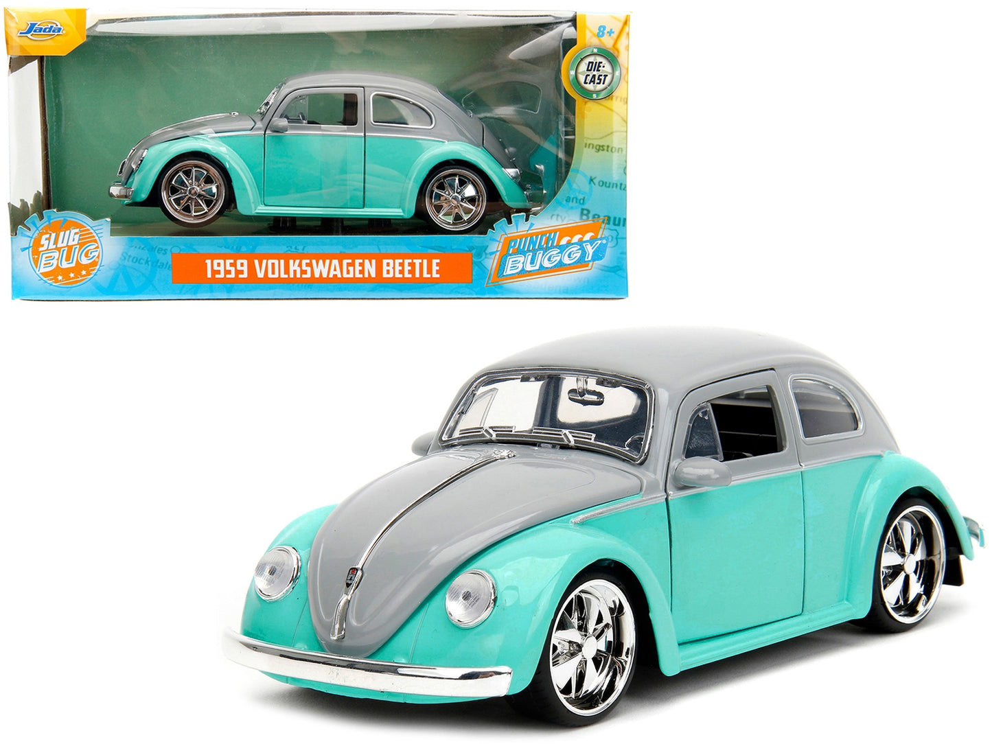 1959 Volkswagen Beetle Gray and Light Blue "Punch Buggy" Series