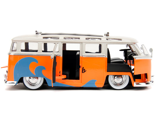 1962 Volkswagen Bus "Santa Monica Surf Club" Orange and White - Premium Volkswagen Models from Jada - Just $59.39! Shop now at Rapidvehicles