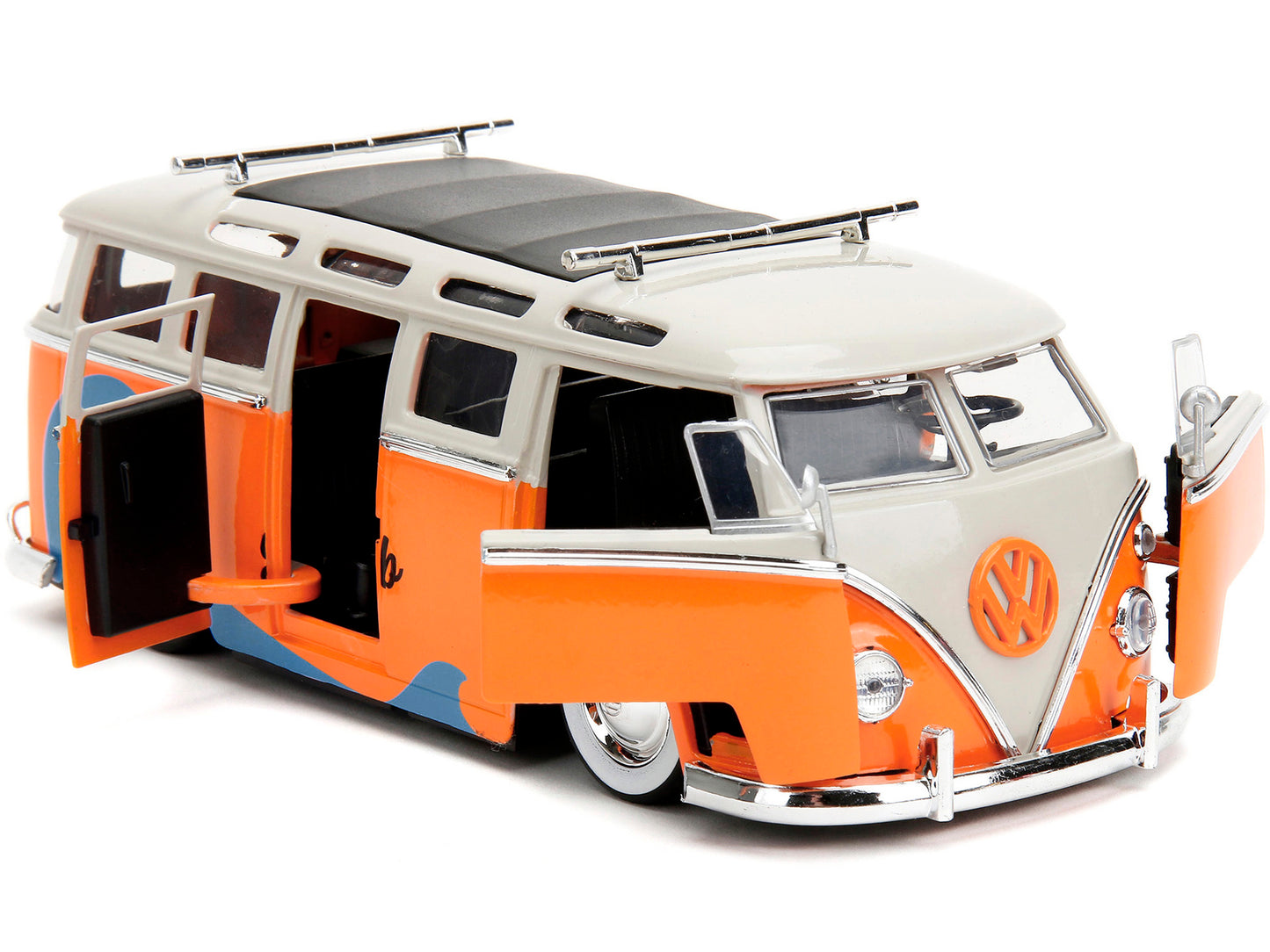 1962 Volkswagen Bus "Santa Monica Surf Club" Orange and White - Premium Volkswagen Models from Jada - Just $59.39! Shop now at Rapidvehicles