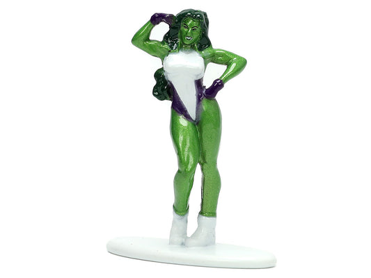 1973 Plymouth Barracuda Green Metallic and White and She-Hulk - Premium Plymouth Models from Jada - Just $29.99! Shop now at Rapidvehicles