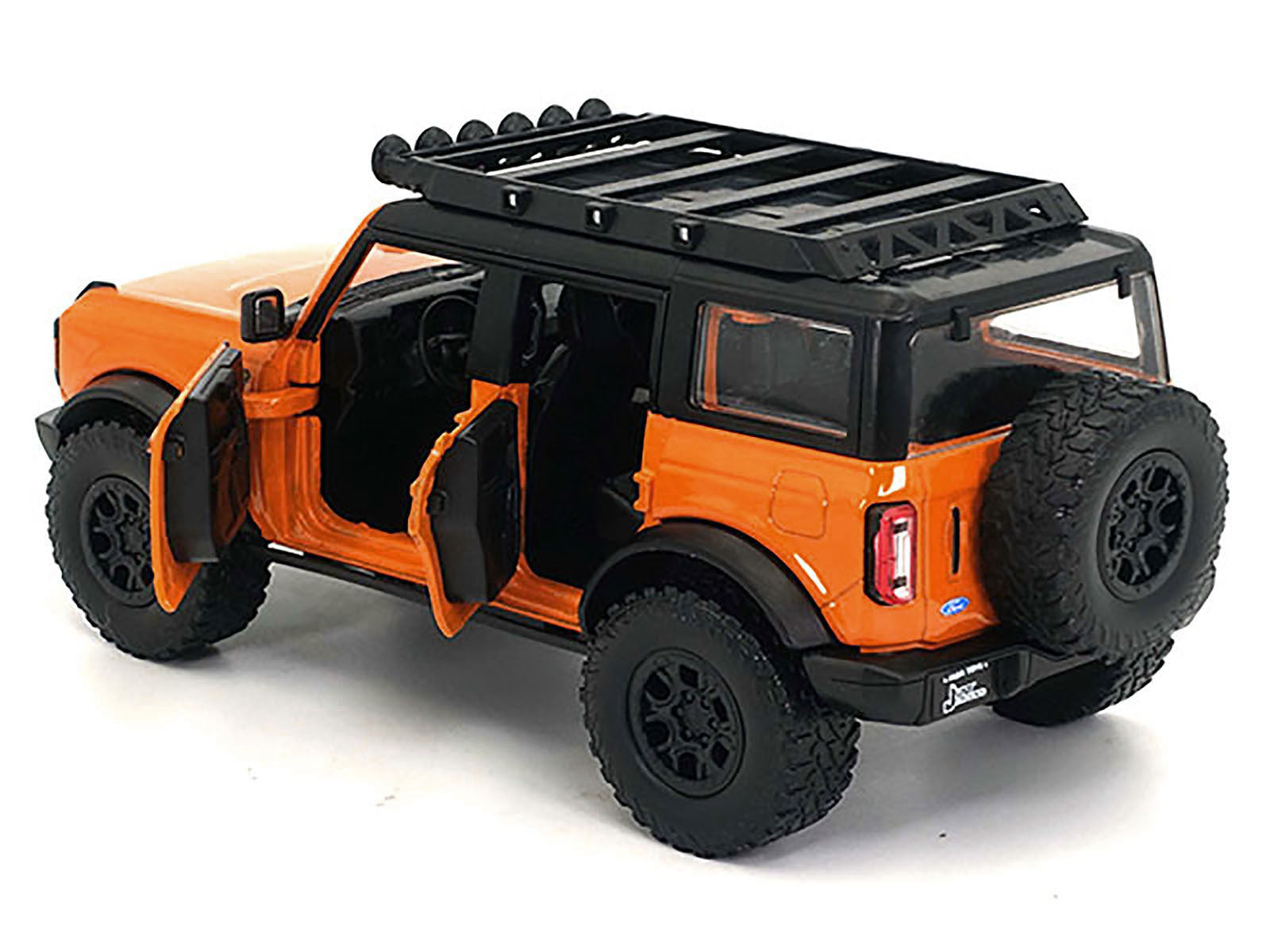 2021 Ford Bronco Orange with Black Stripes and Roof Rack "JustFREE SHIPPING IN US - Premium Ford Models from Jada - Just $53.09! Shop now at Rapidvehicles