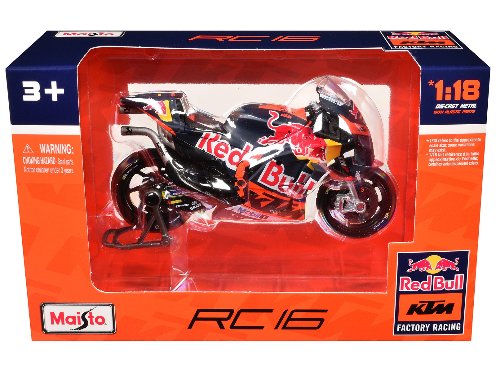KTM RC16 Motorcycle #33 Brad Binder MotoGP "Red Bull KTM Factory Racing" 1/18 Diecast Model by Maisto free shipping USA