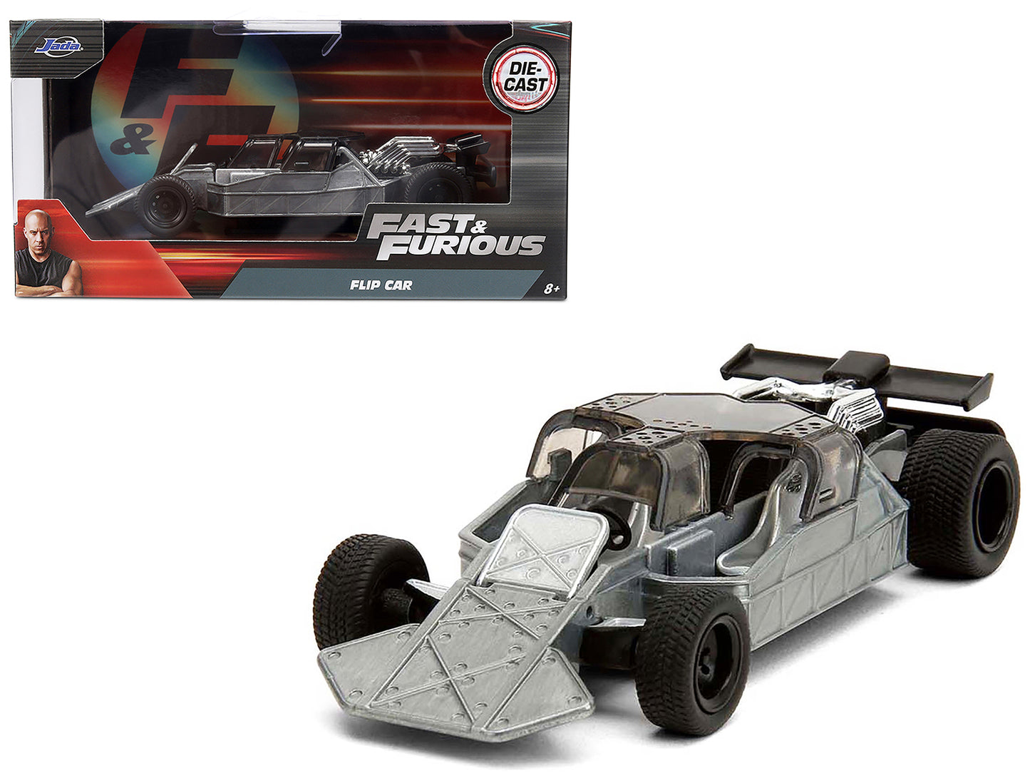 Flip Car Raw Metal "Fast & Furious 6" (2013) Movie "Fast & Furious" Series 1/32 Diecast Model Car by Jada
