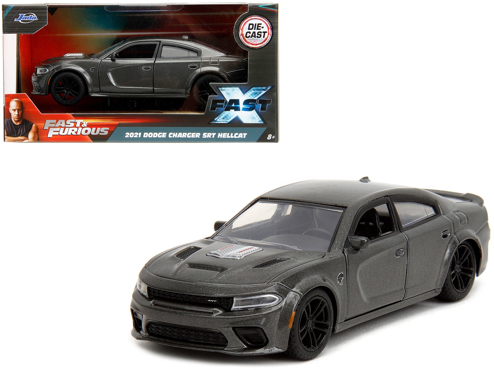 2021 Dodge Charger SRT Hellcat Gray Metallic "Fast X" (2023) Movie "Fast & Furious" Series 1/32 Diecast Model Car by Jada