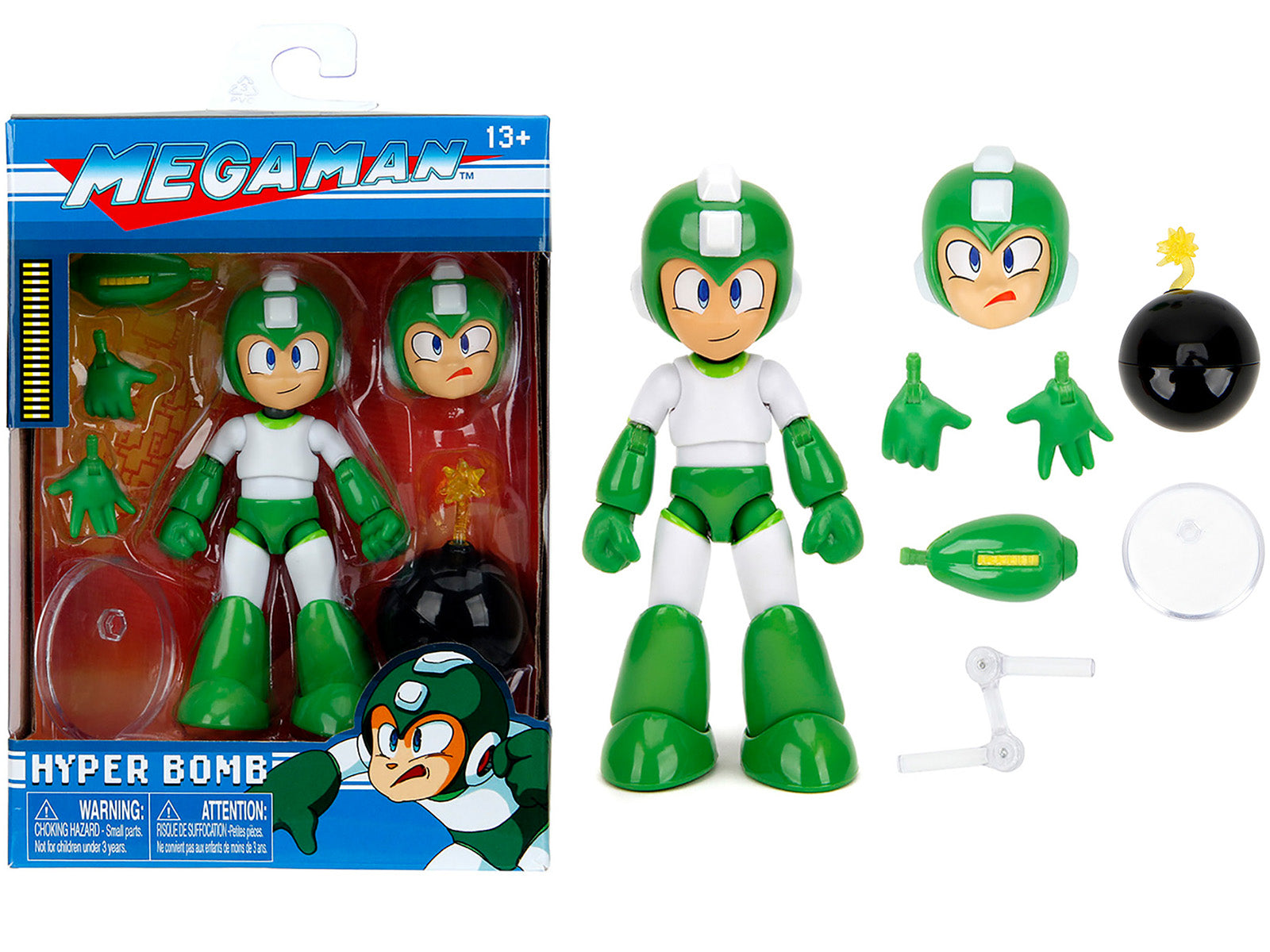 Hyper Bomb 4.5" Moveable Figure with Accessories and Alternate Head and Hands "Mega Man" (1987) Video Game Model by Jada free shipping USA