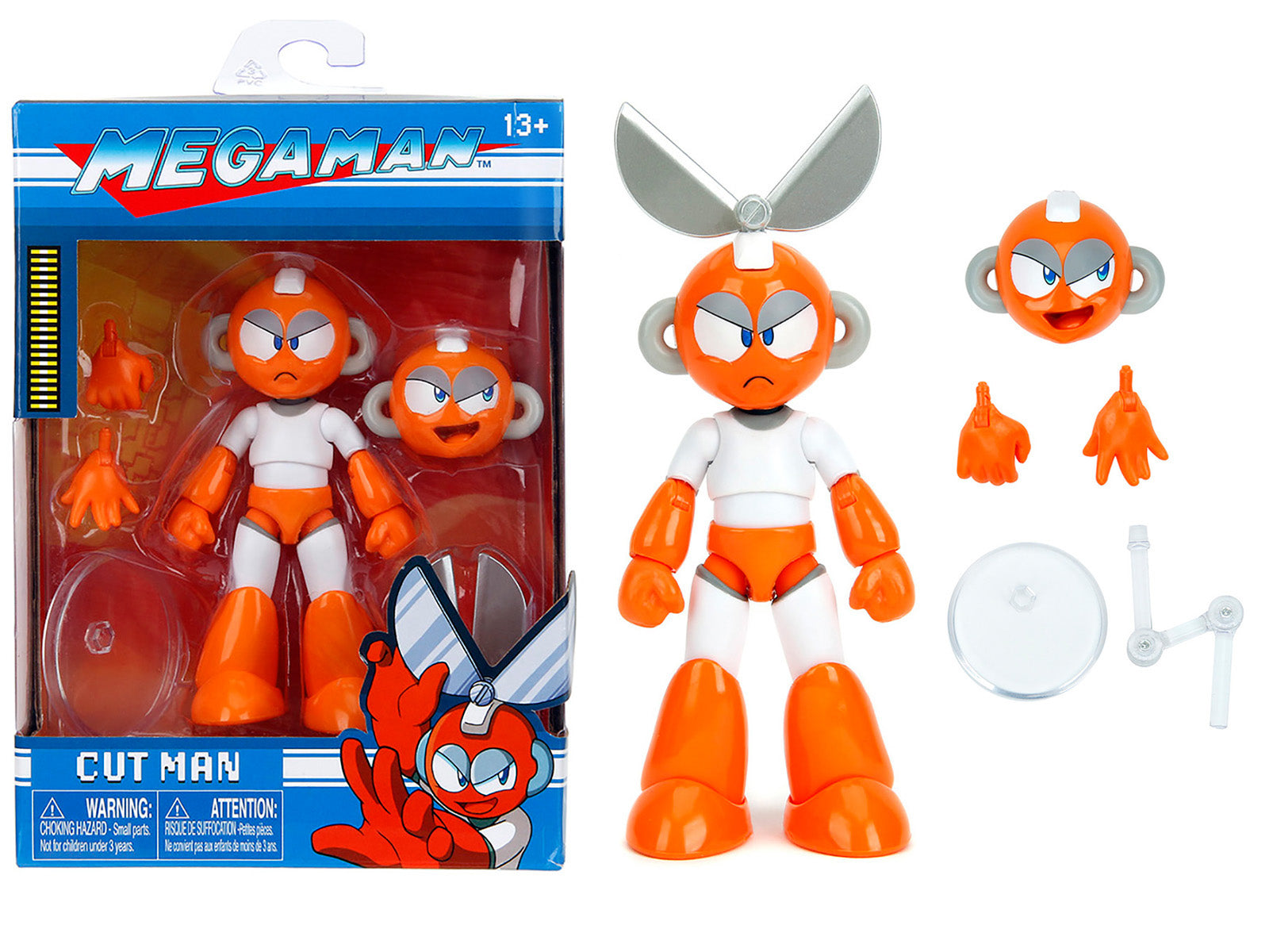 Cut Man 4.5" Moveable Figure with Accessories and Alternate Head and Hands "Mega Man" (1987) Video Game Model by Jada free shipping USA