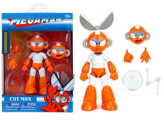 Cut Man 4.5" Moveable Figure with Accessories and Alternate Head and Hands "Mega Man" (1987) Video Game Model by Jada free shipping USA