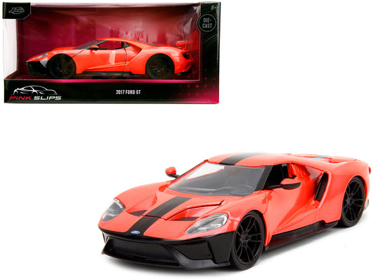 2017 Ford GT Light Red Metallic with Black Stripe "Pink Slips" Series 1/24 Diecast Model Car by Jada free shipping USA