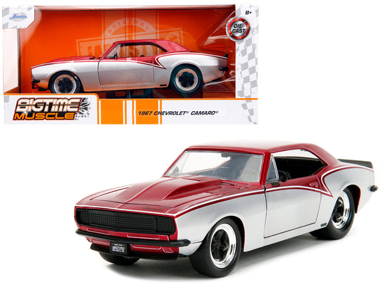 1967 Chevrolet Camaro Candy Red and Silver Metallic "Bigtime Muscle" Series 1/24 Diecast Model Car by Jada free shipping USA