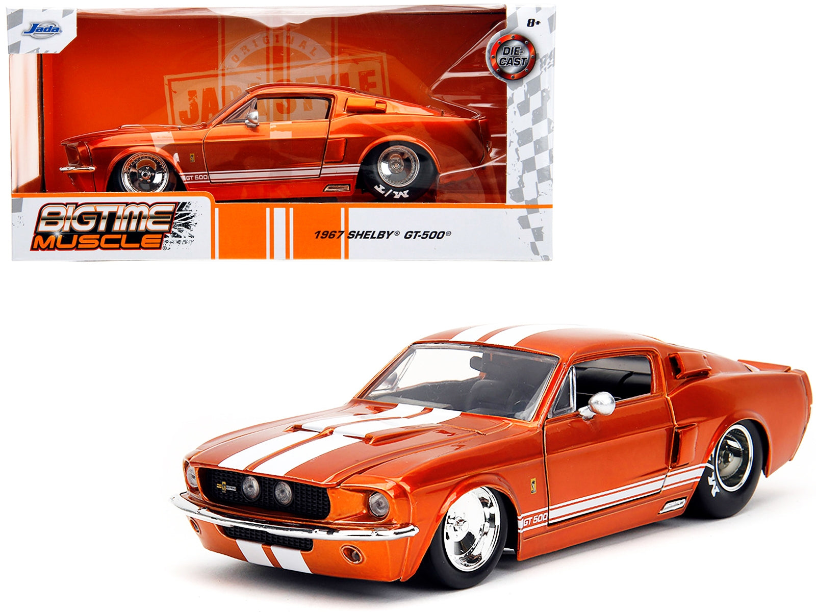 1967 Ford Mustang Shelby GT500 Candy Orange with White Stripes "Bigtime Muscle" Series 1/24 Diecast Model Car by Jada - Premium Mustang Models from Jada - Just $45.99! Shop now at Rapidvehicles