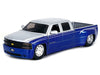 1999 Chevrolet Silverado Dually Pickup Truck Blue Metallic and Silver with Stock Wheels "Just Trucks" Series 1/24 Diecast Model Car by Jada