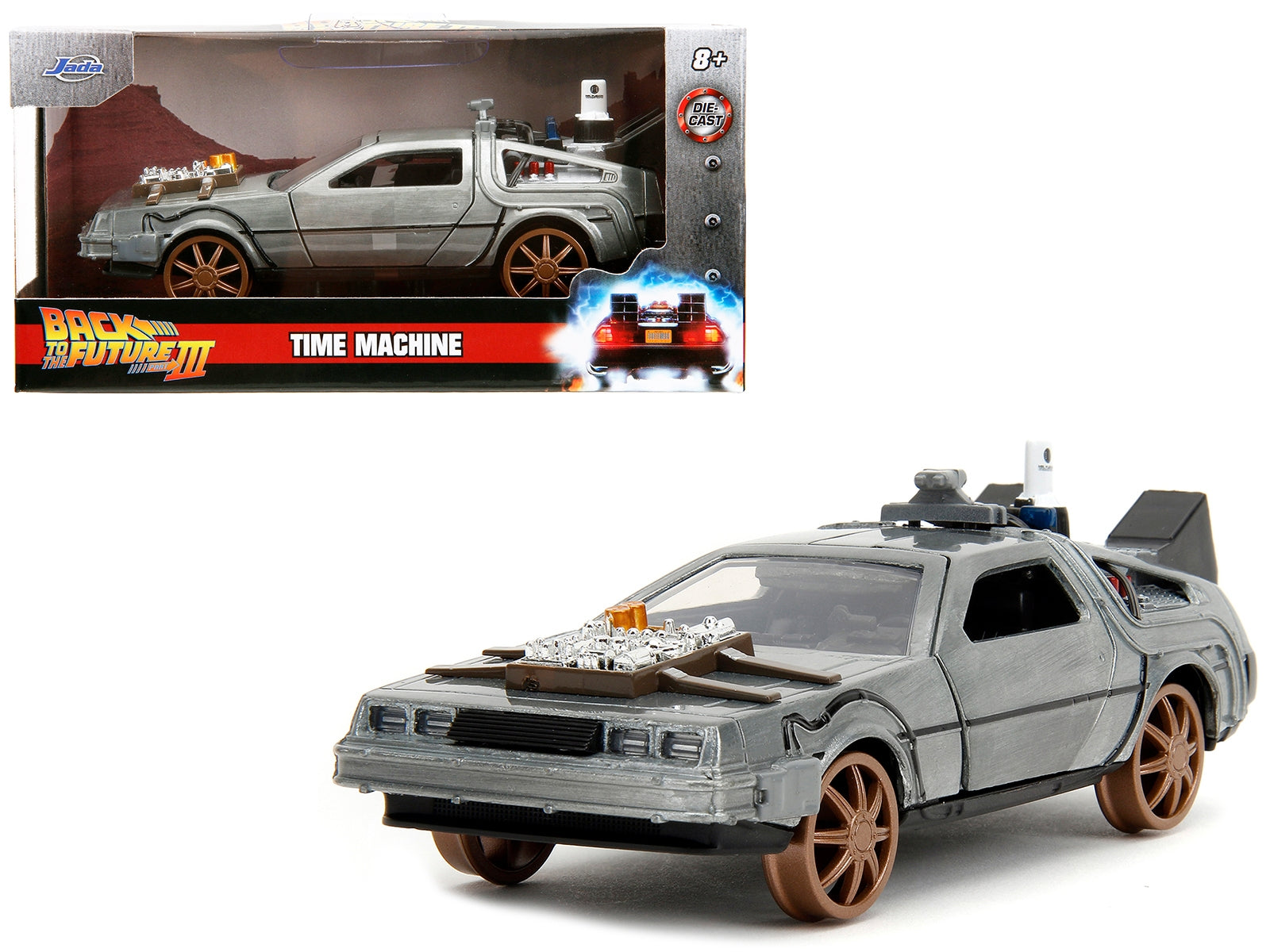 DeLorean DMC (Time Machine) Brushed Metal Train Wheel Version "Back to the Future Part III" (1990) Movie "Hollywood Rides" Series 1/32 Diecast Model Car by Jada - Premium Movie/TV Series Models from Jada - Just $26.68! Shop now at Rapidvehicles