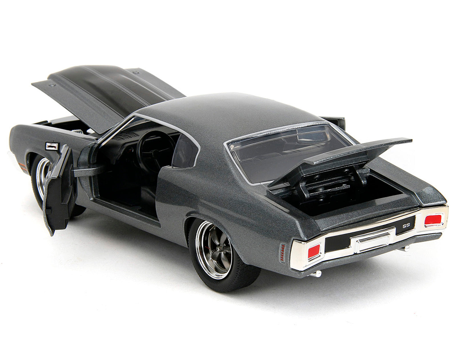 1970 Chevrolet Chevelle SS Gray Metallic with Black Stripes "Fast & Furious" (2009) Movie "Fast & Furious" Series 1/24 Diecast Model Car by Jada