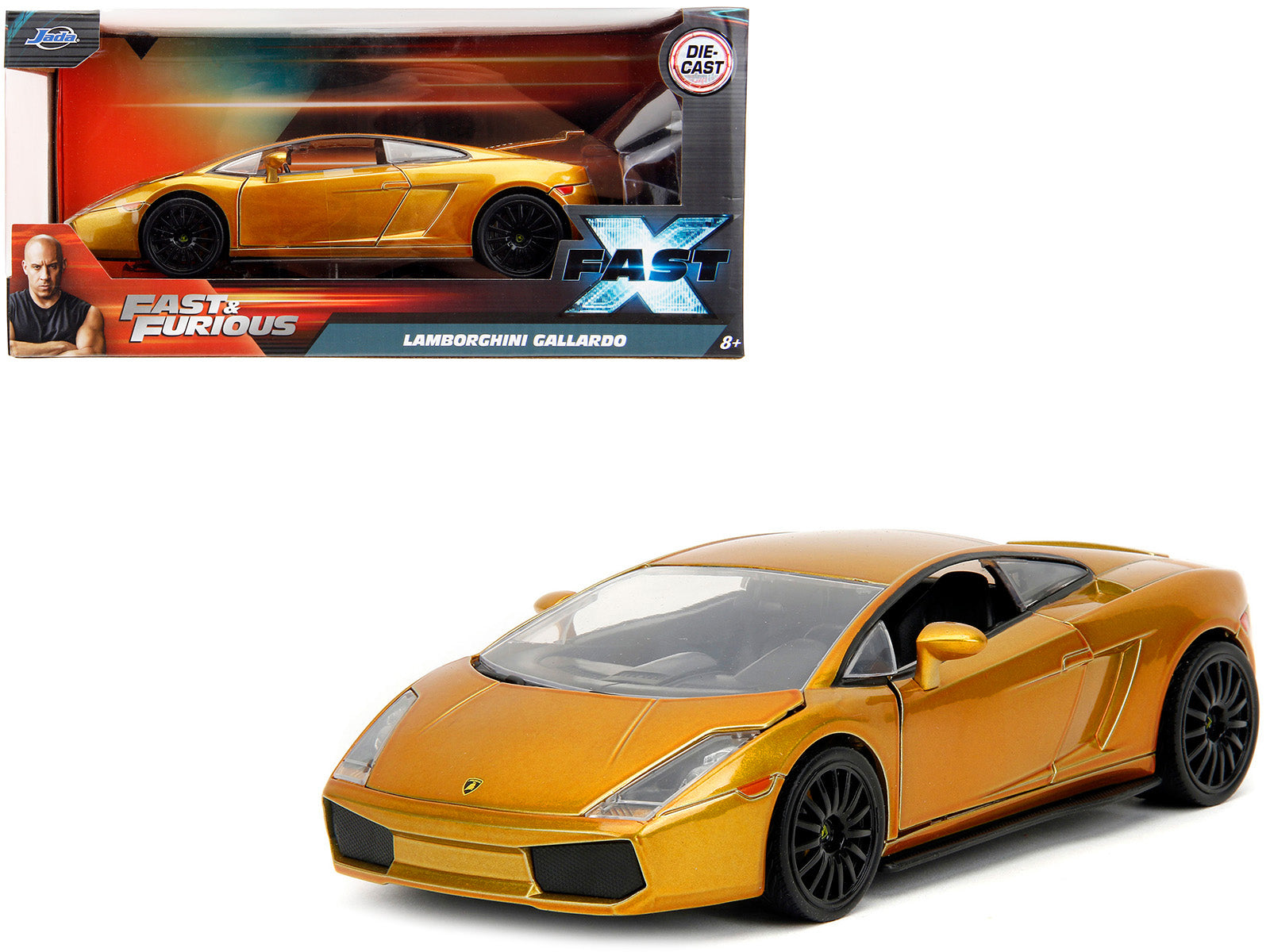 Lamborghini Gallardo Gold Metallic "Fast X" (2023) Movie "Fast & Furious" Series 1/24 Diecast Model Car by Jada free shipping USA