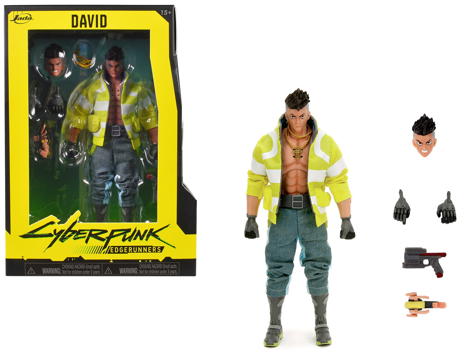 David Martinez 6" Moveable Figure with Accessories and Alternate Head and Hands "Cyberpunk: Edgerunners" (2022) TV Series Model by Jada free shipping USA
