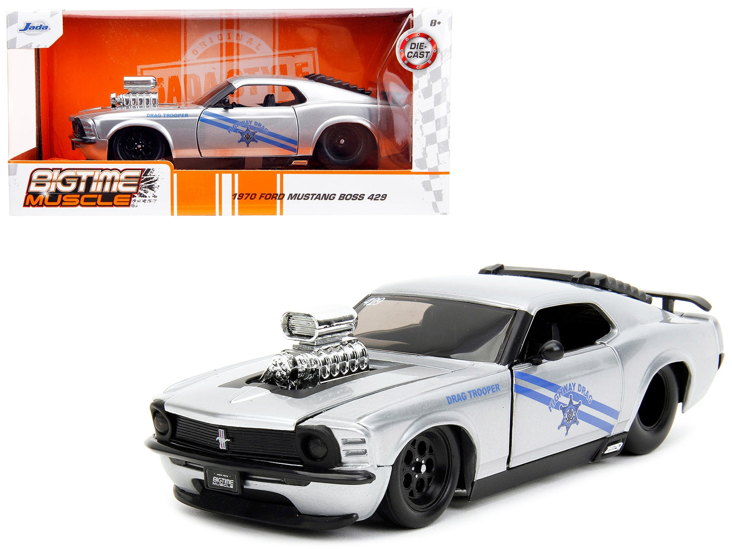 1970 Ford Mustang Boss 429 Silver Metallic "Highway Drag - Drag - Premium Mustang Models from Jada - Just $62.09! Shop now at Rapidvehicles